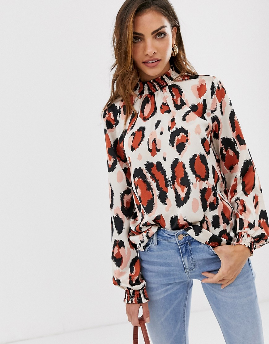 Vila leopard high neck blouse