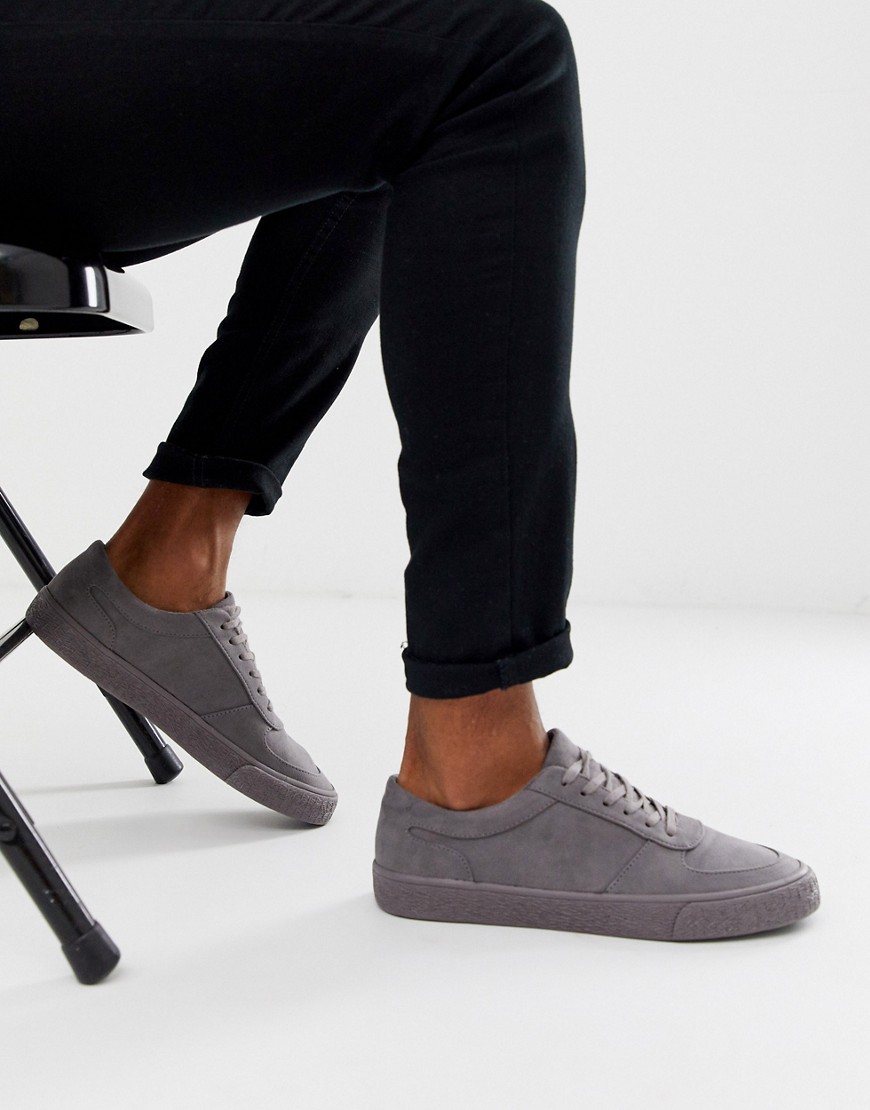 ASOS DESIGN trainers in faux grey suede