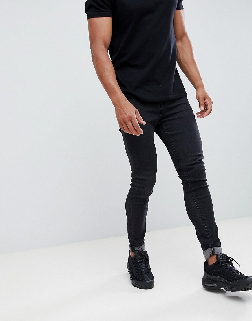 Hoxton Denim Muscle Fit Cropped Jeans in Black