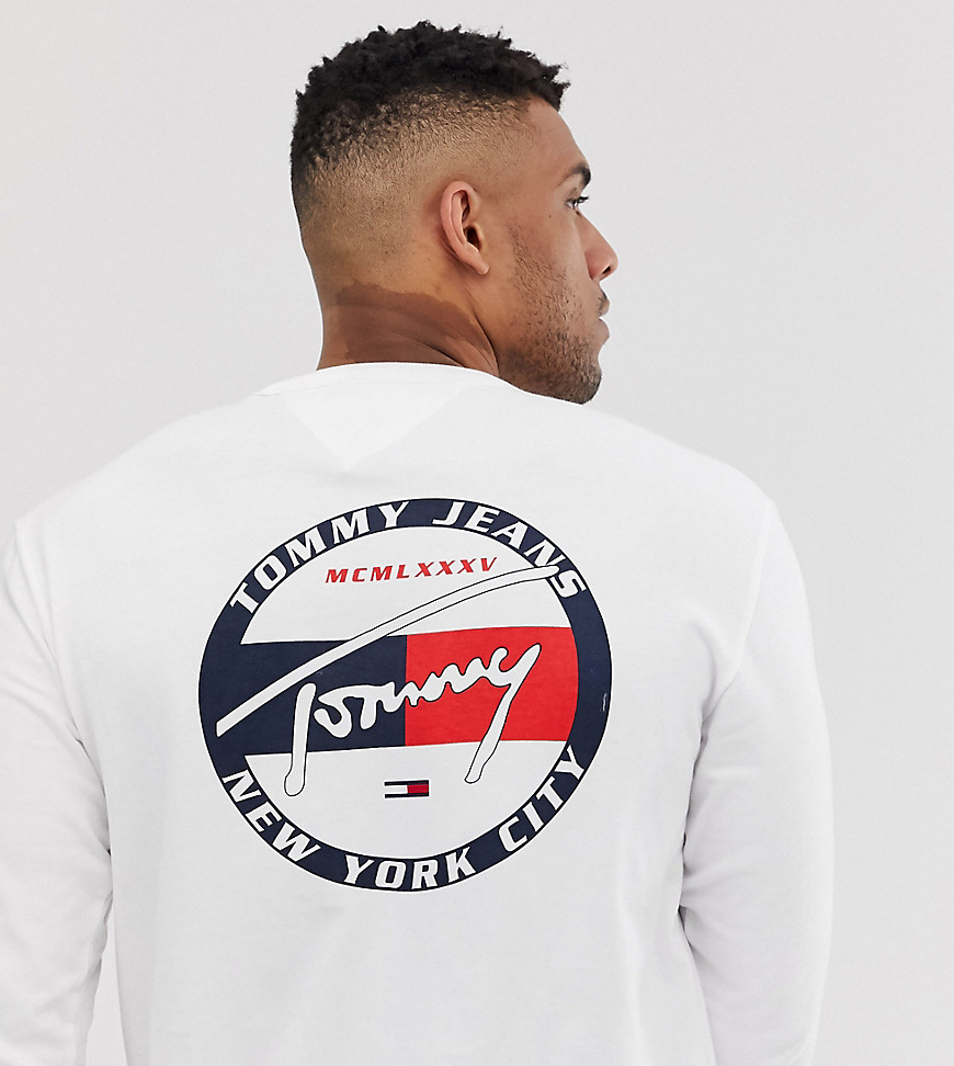Tommy Jeans exclusive to Asos back circle signature logo long sleeve top in white