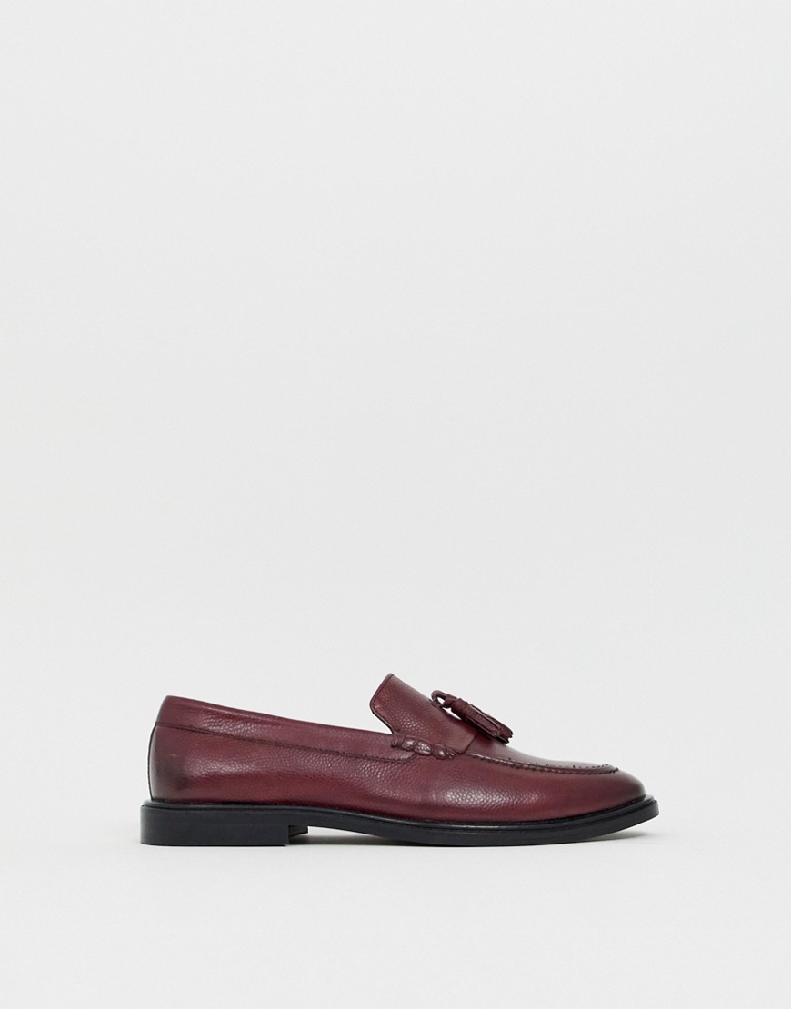 WALK London West loafers in burgundy milled leather