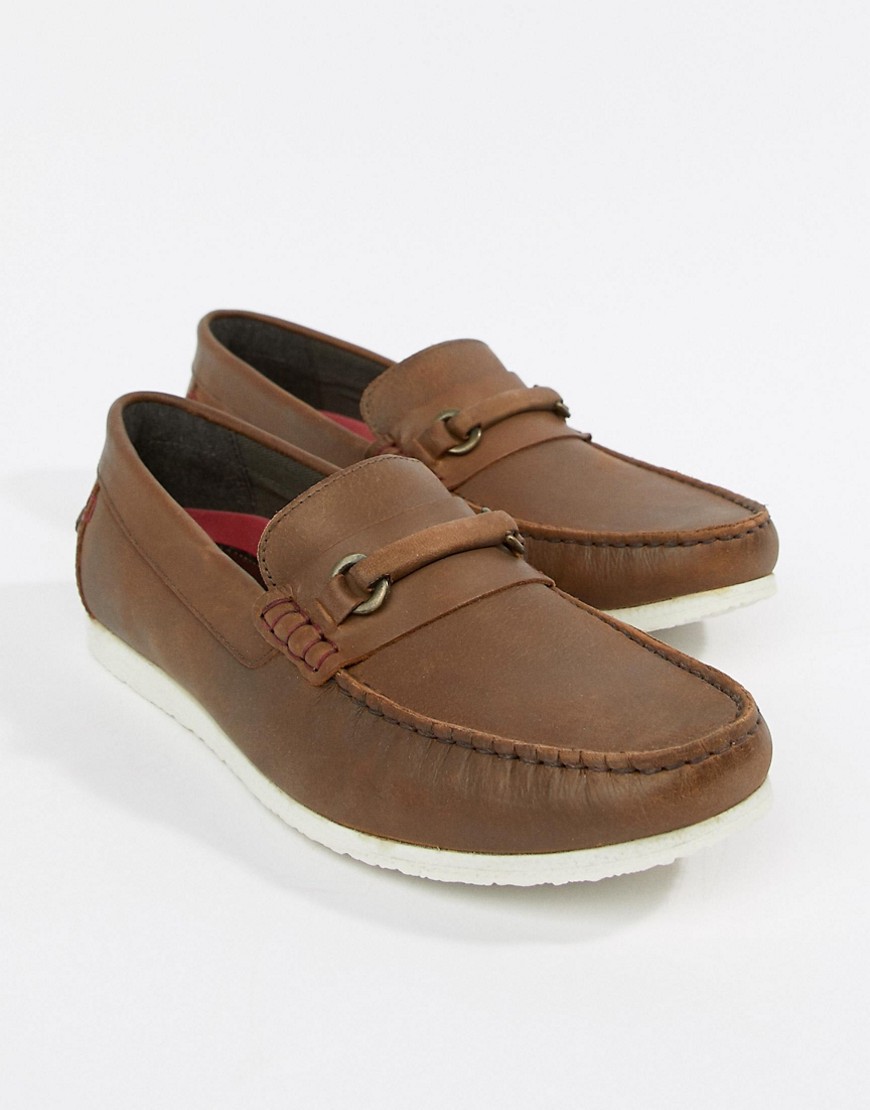Silver Street Bar Loafers In Brown Leather
