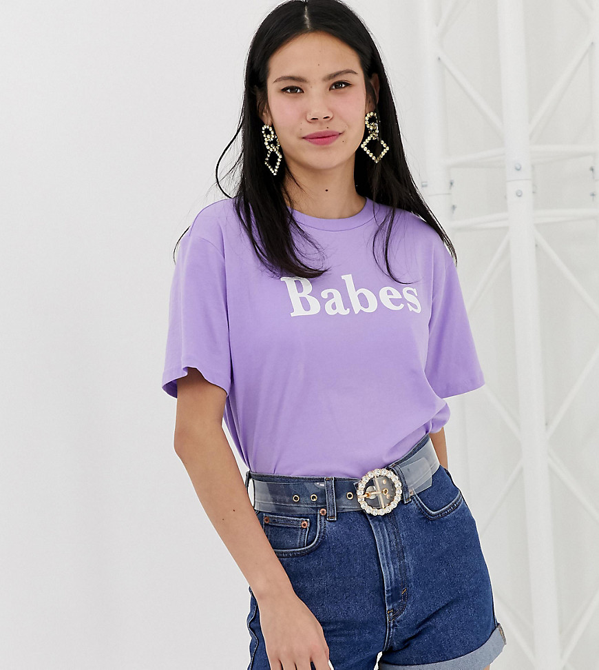 Monki babes print t-shirt in lilac
