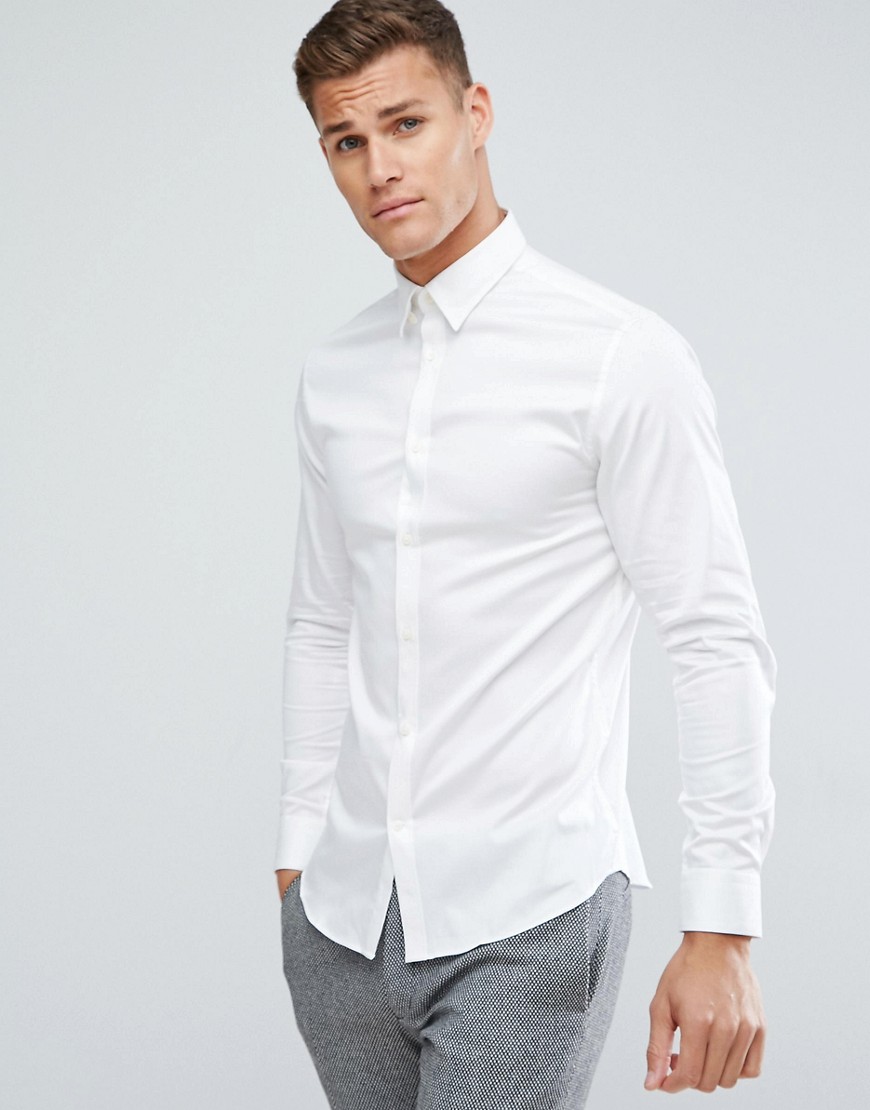 Selected Homme shirt with concealed button d - White