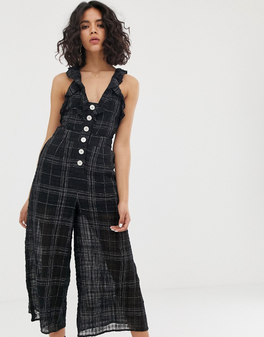 Stevie May Constance Jumpsuit With Button Front-black