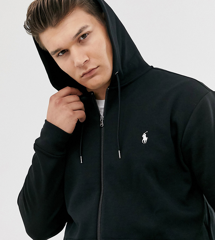 Polo Ralph Lauren Big & Tall icon logo full zip hoodie in polo black