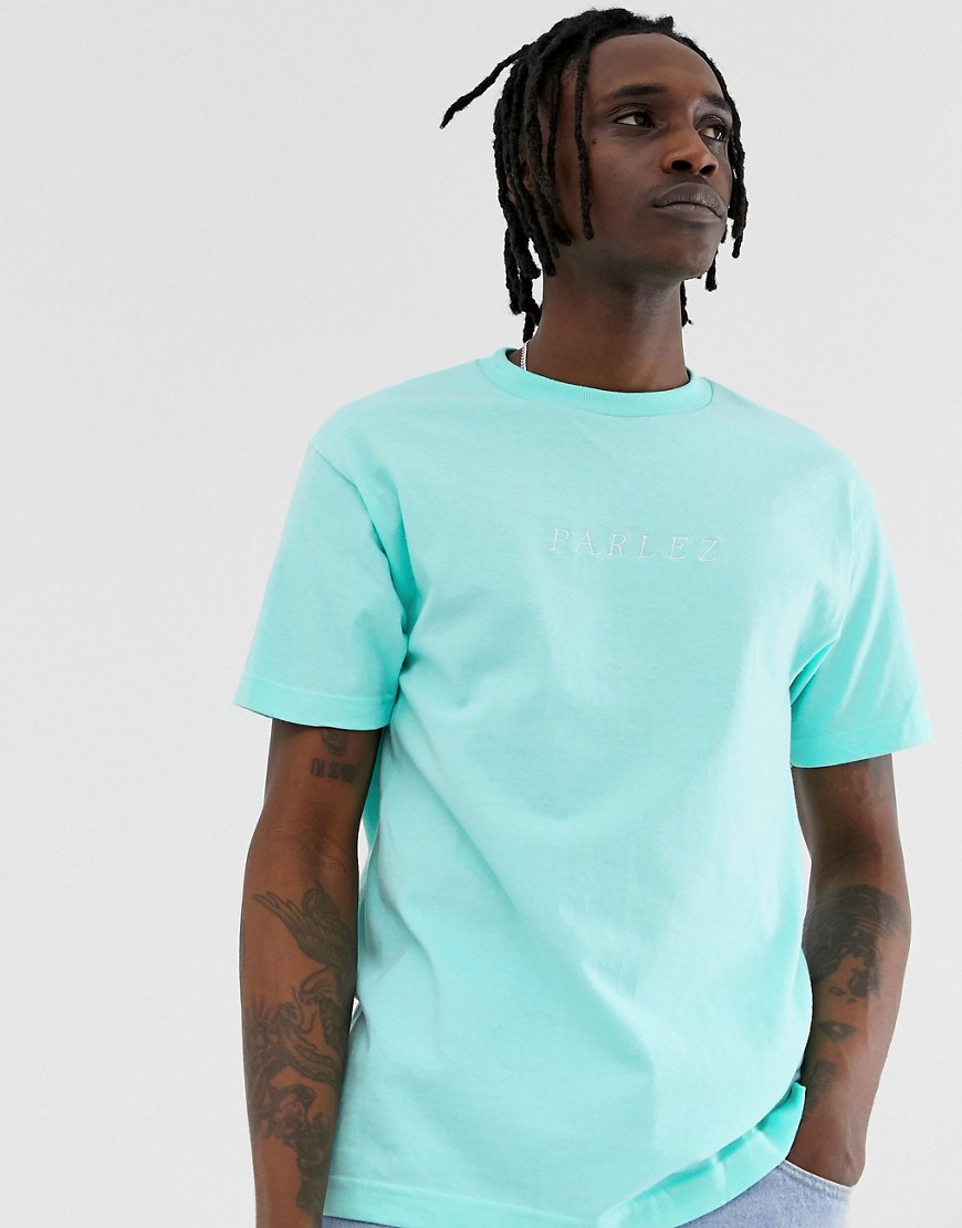 Parlez Port t-shirt with embroiderd chest logo in light green