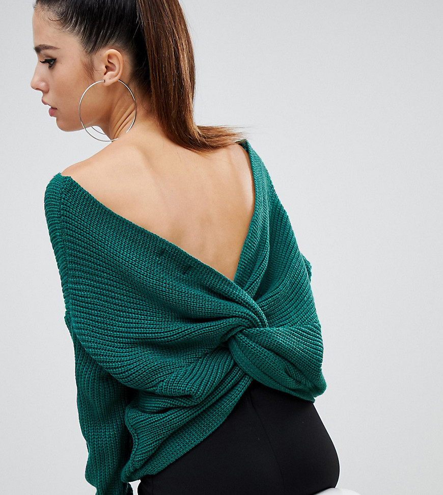 Parallel Lines twist back slouchy jumper - Emerald