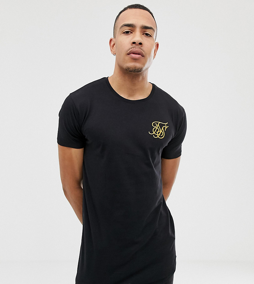 SikSilk curved hem t-shirt in black exclusive to ASOS