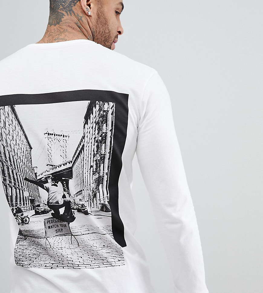 Brooklyn Supply Co Skater Long Sleeve T-Shirt With Back Print