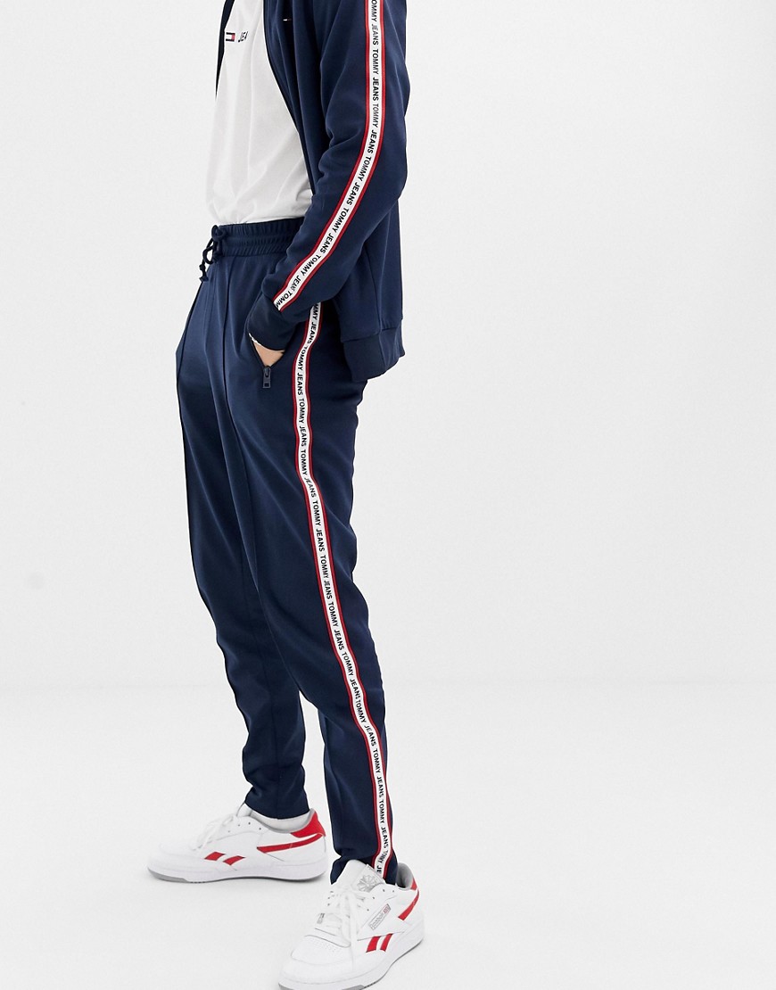 Tommy Jeans tapered fit joggers with side taping in navy