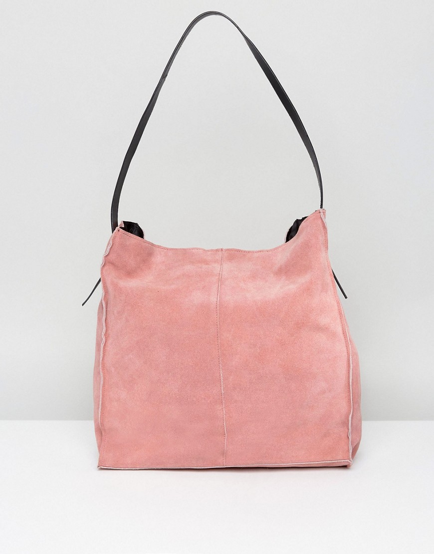 Контрастная замшевая сумка на плечо ASOS - Розовый ASOS DESIGN 