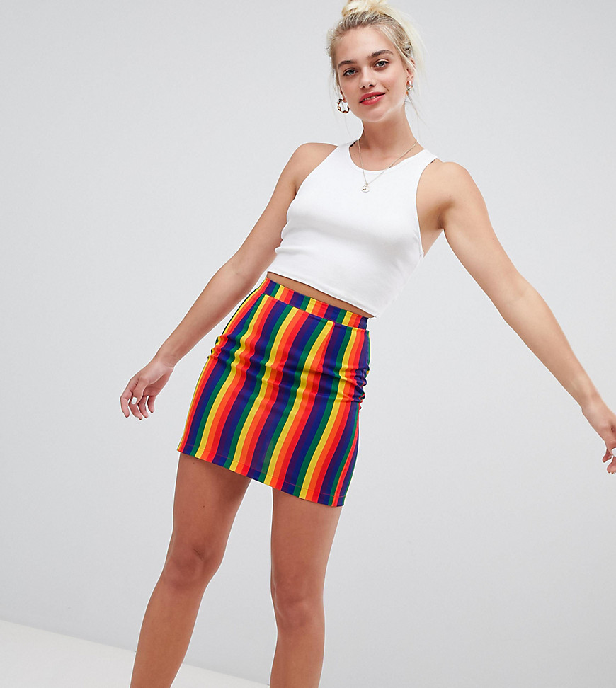 Daisy Street mini skirt in rainbow stripe