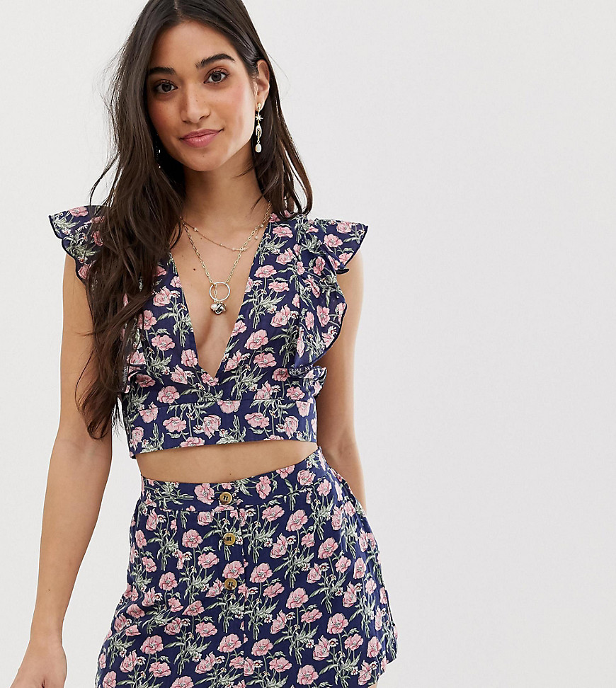 Sisters Of The Tribe Petite high waist shorts in floral co-ord