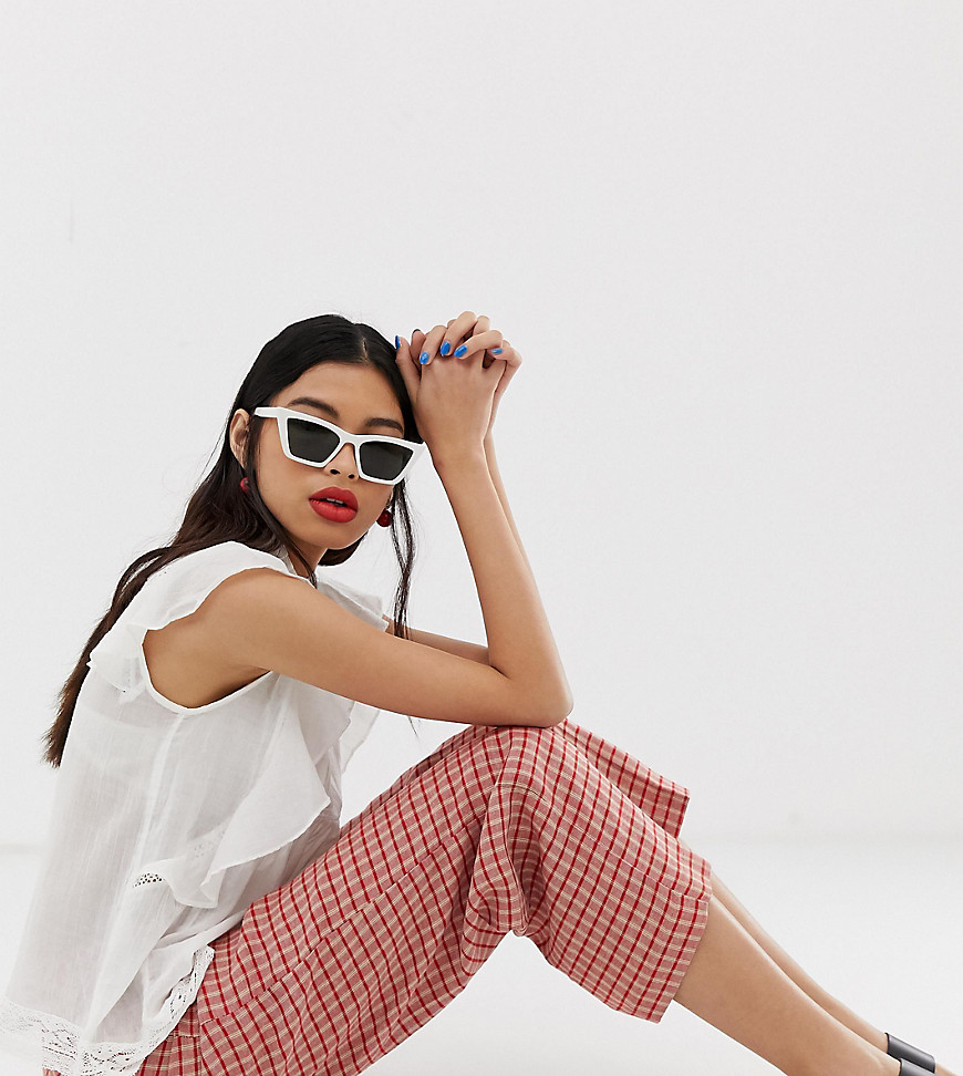 Mango check trouser in red