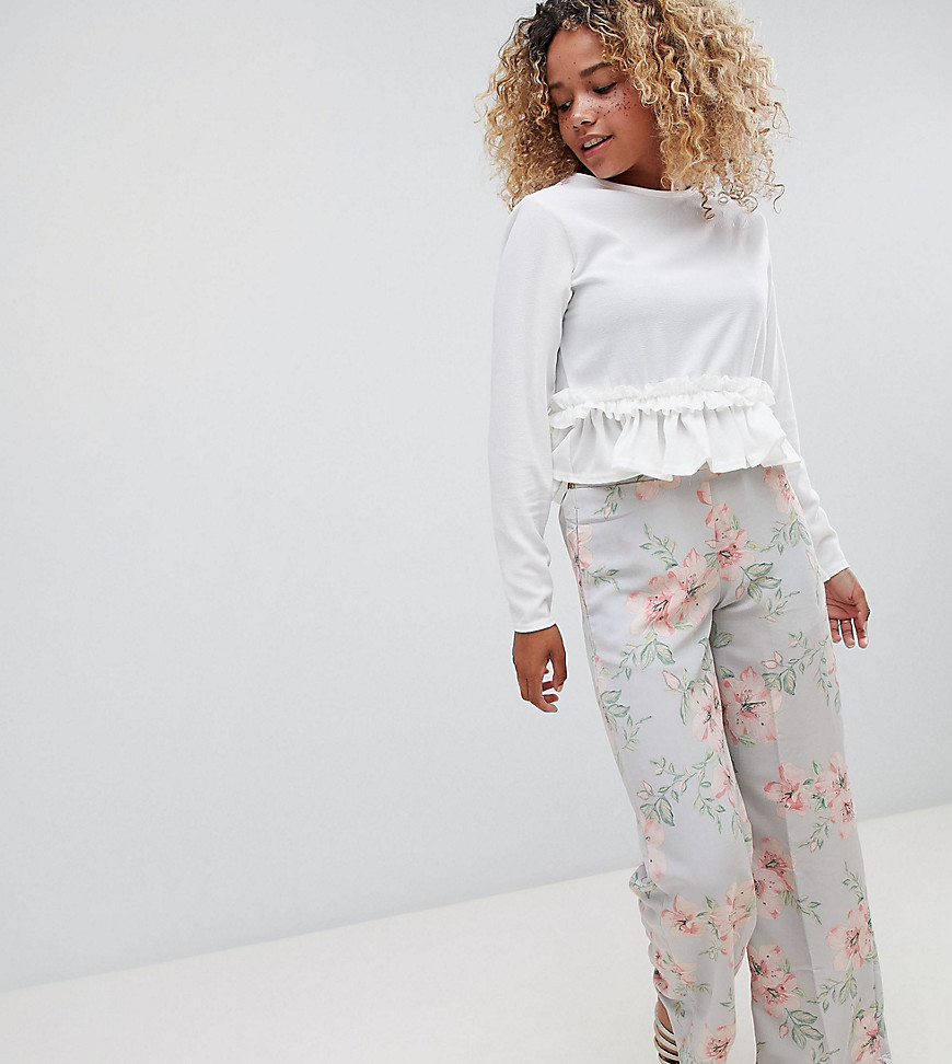 New Look petite floral wide leg trousers