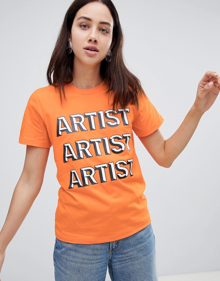 House Of Holland Artist Slogan T-Shirt - Orange