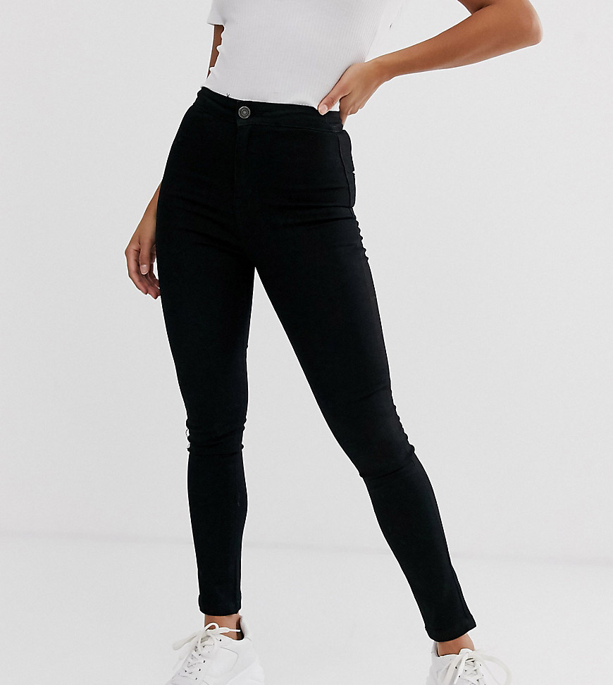 Noisy May Petite Callie high waisted skinny jeans in black