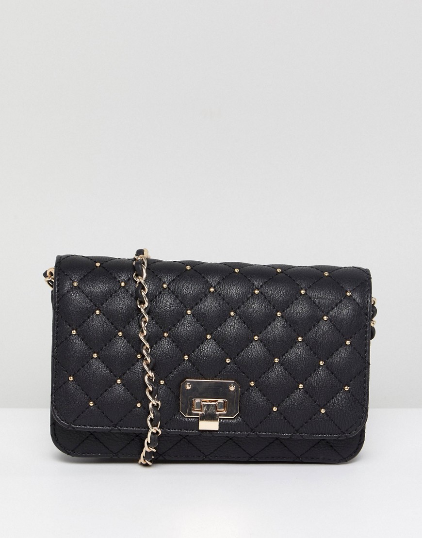 Forever New Quilted Bag with Pin Stud Detail - Black