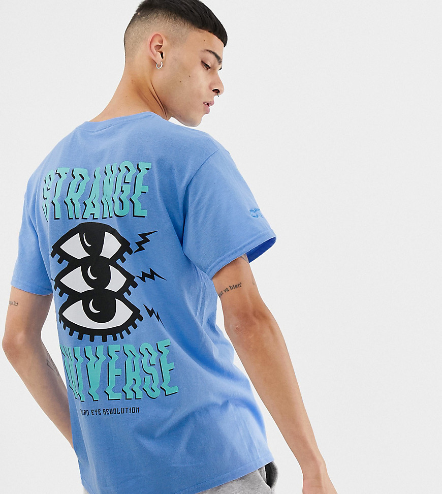 Crooked Tongues oversized t-shirt in blue with strange universe