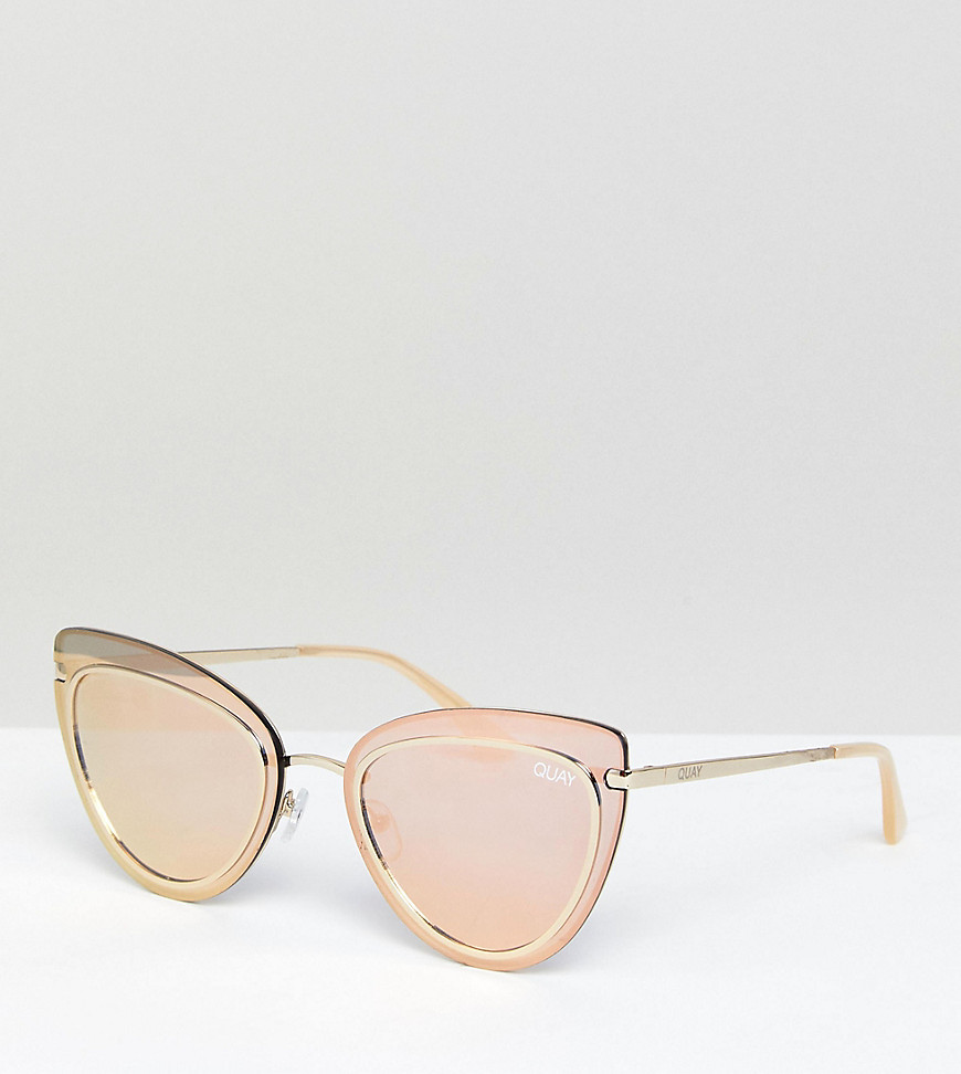 Солнцезащитные очки кошачий глаз цвета розового золота Quay Australia 