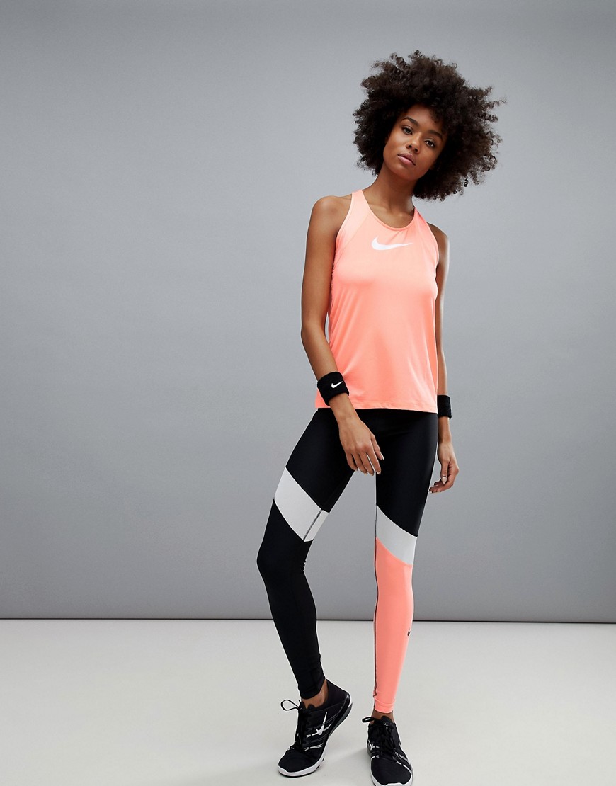 Nike Training Power Legging In Pink Colourblock - Multi