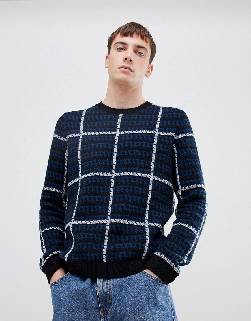 Selected Homme knitted jumper with check pattern