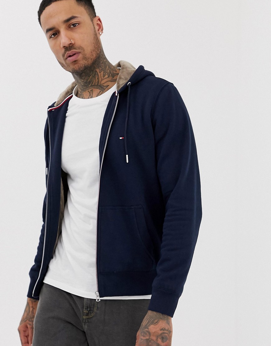 Tommy Hilfiger basic faux fur lined zip through hoodie