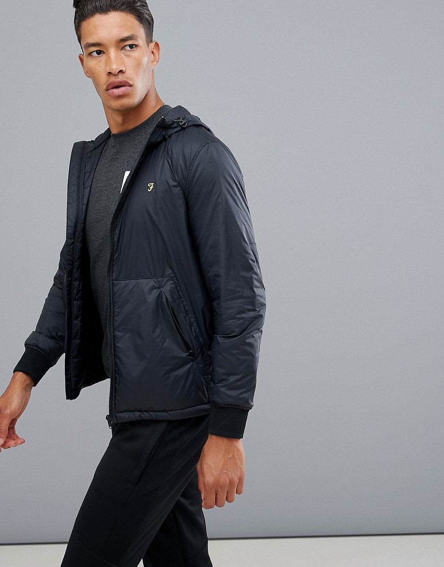 Farah Sport Busby zip-through hooded track jacket in navy