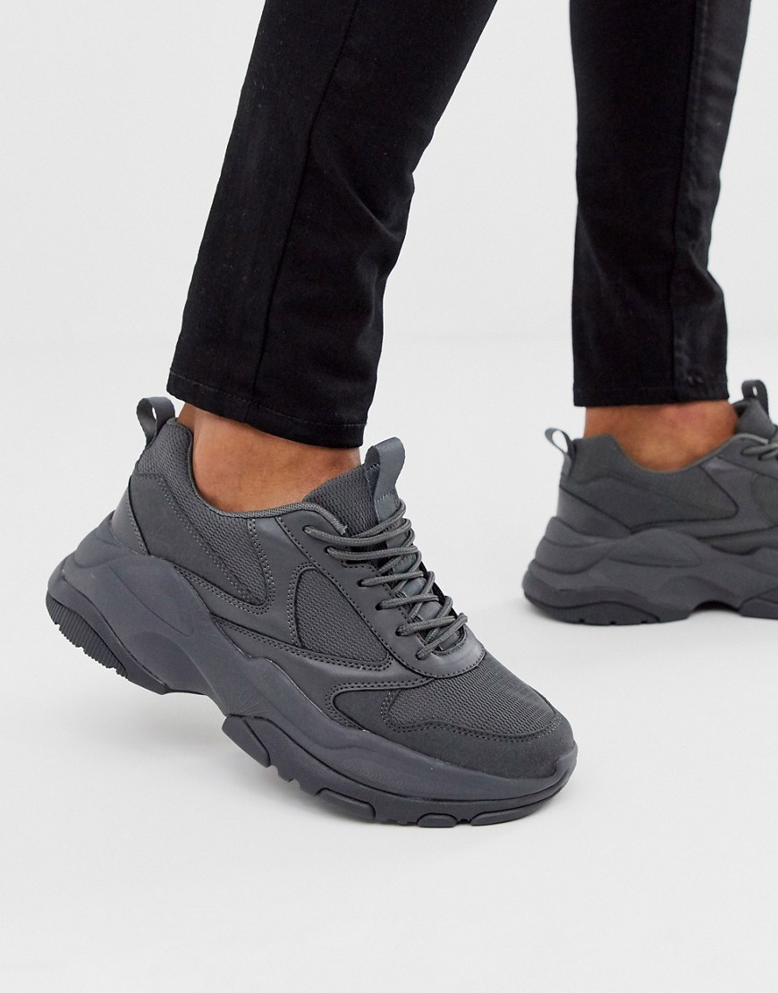 ASOS DESIGN trainers in grey mesh with chunky sole