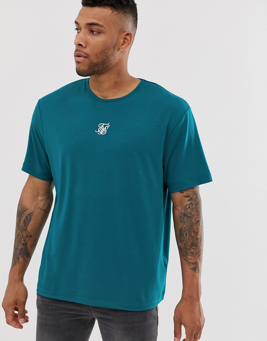 SikSilk oversized t-shirt with central logo in teal