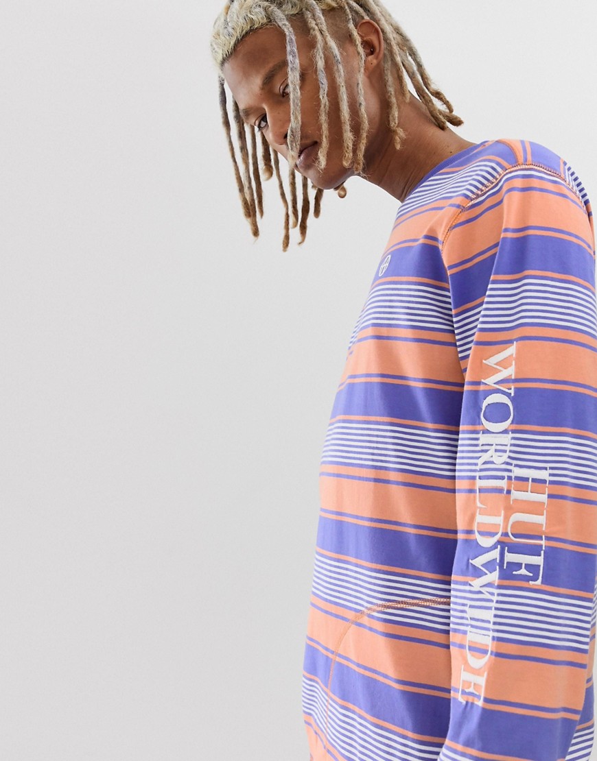 HUF Striped long sleeved top in purple