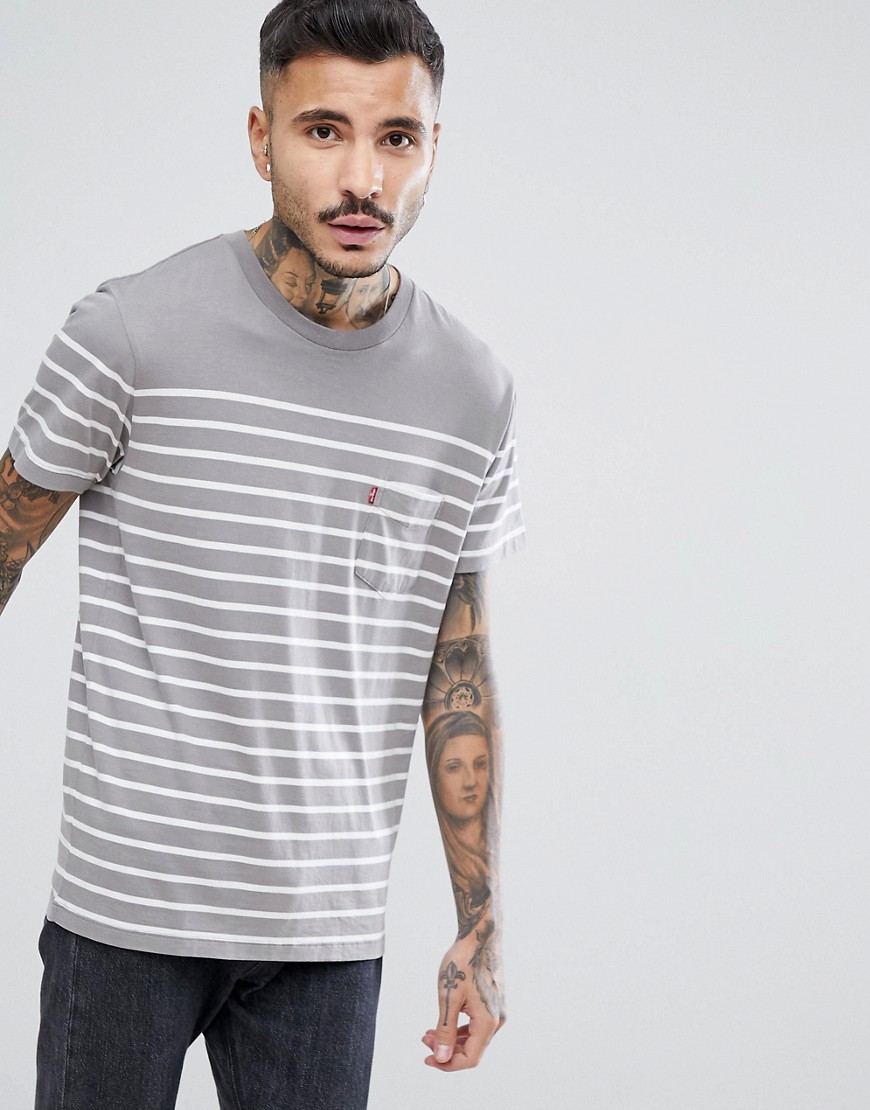 Levi's Sunset Pocket T-Shirt Anchor Stripe - Anchor stripe steel