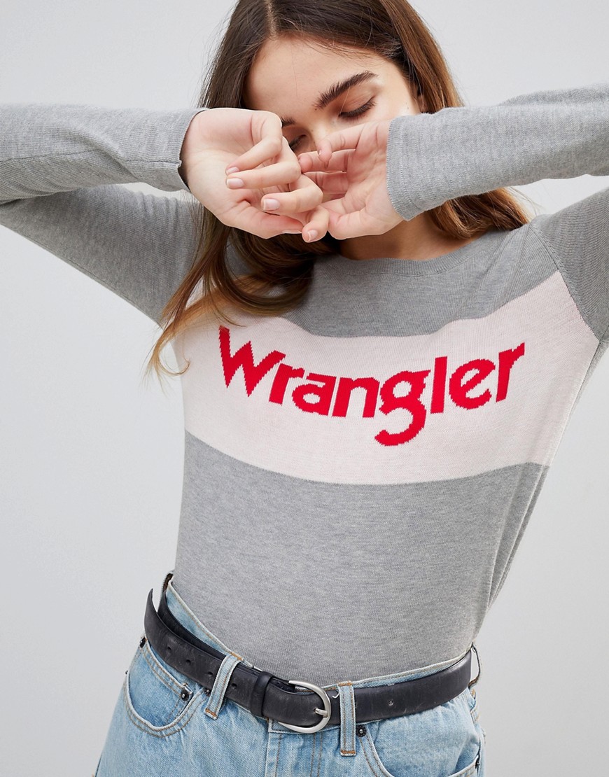 Wrangler Knitted Logo Jumper - Grey