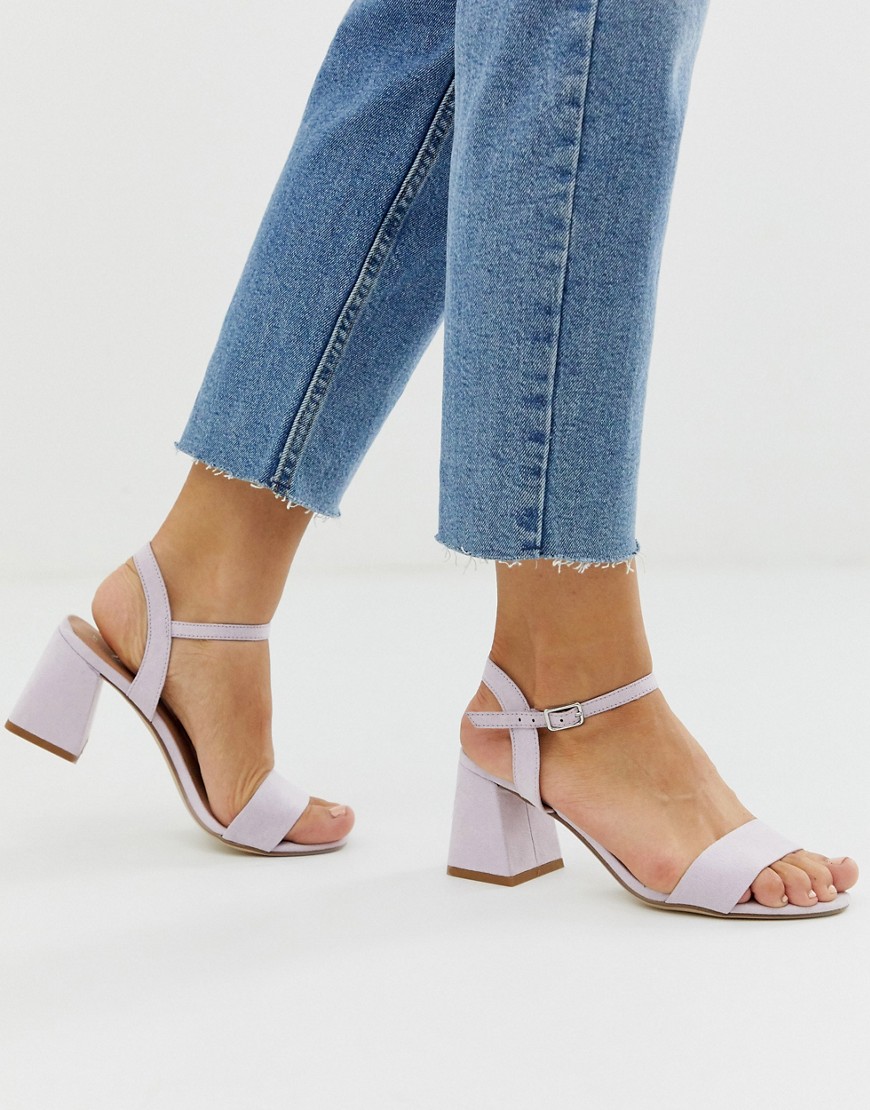 New Look low block heeled sandal in lilac