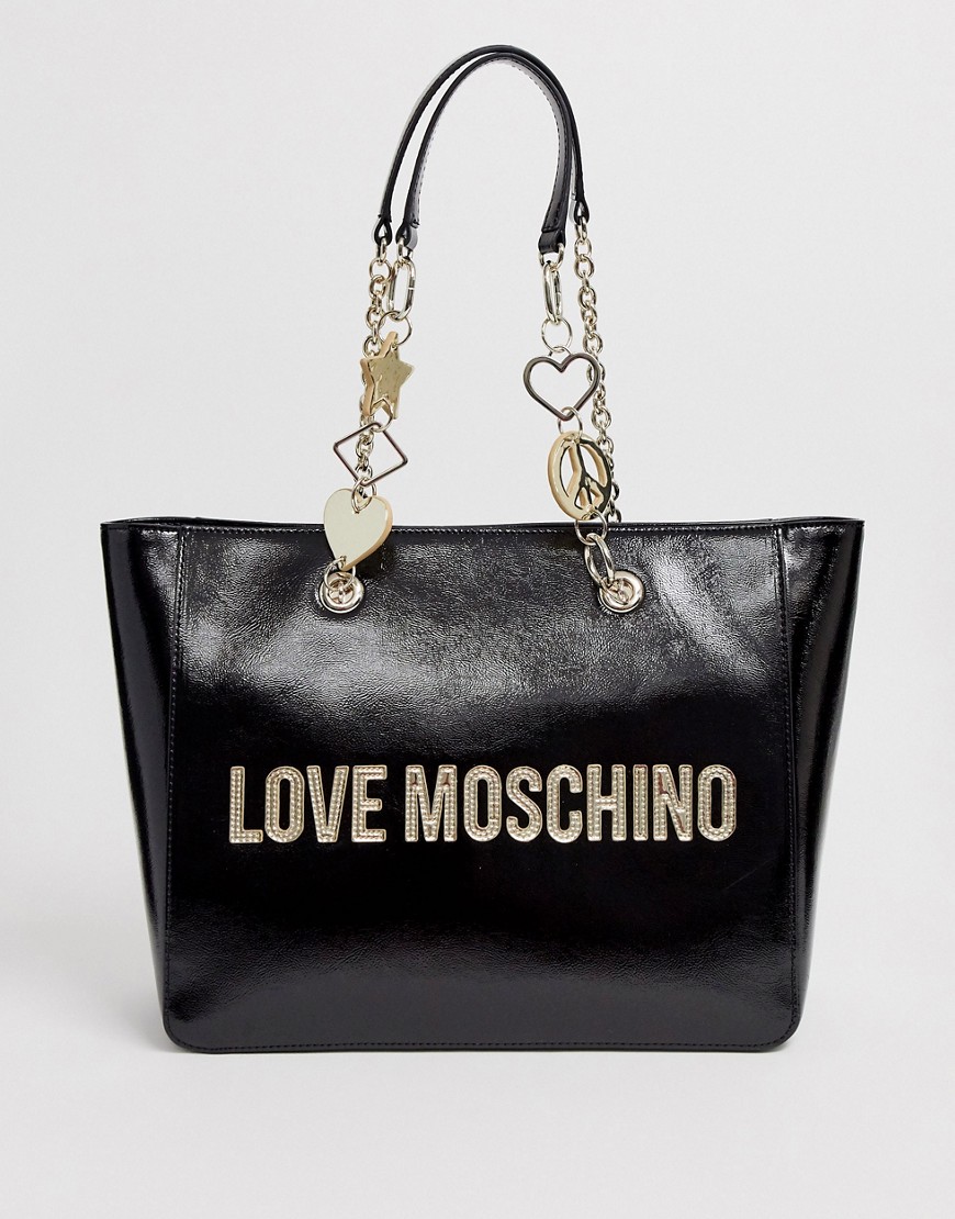 Love Moschino logo tote with novelty hardware