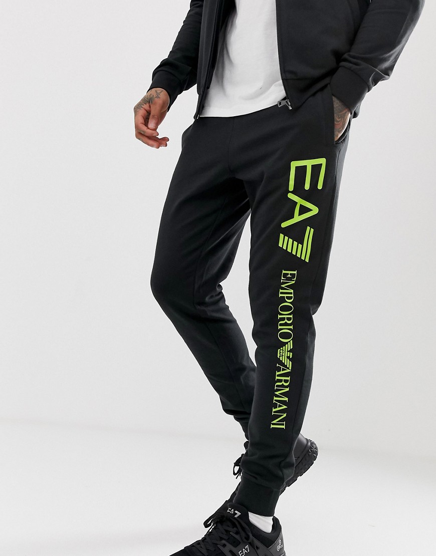 EA7 logo leg sweat joggers in black