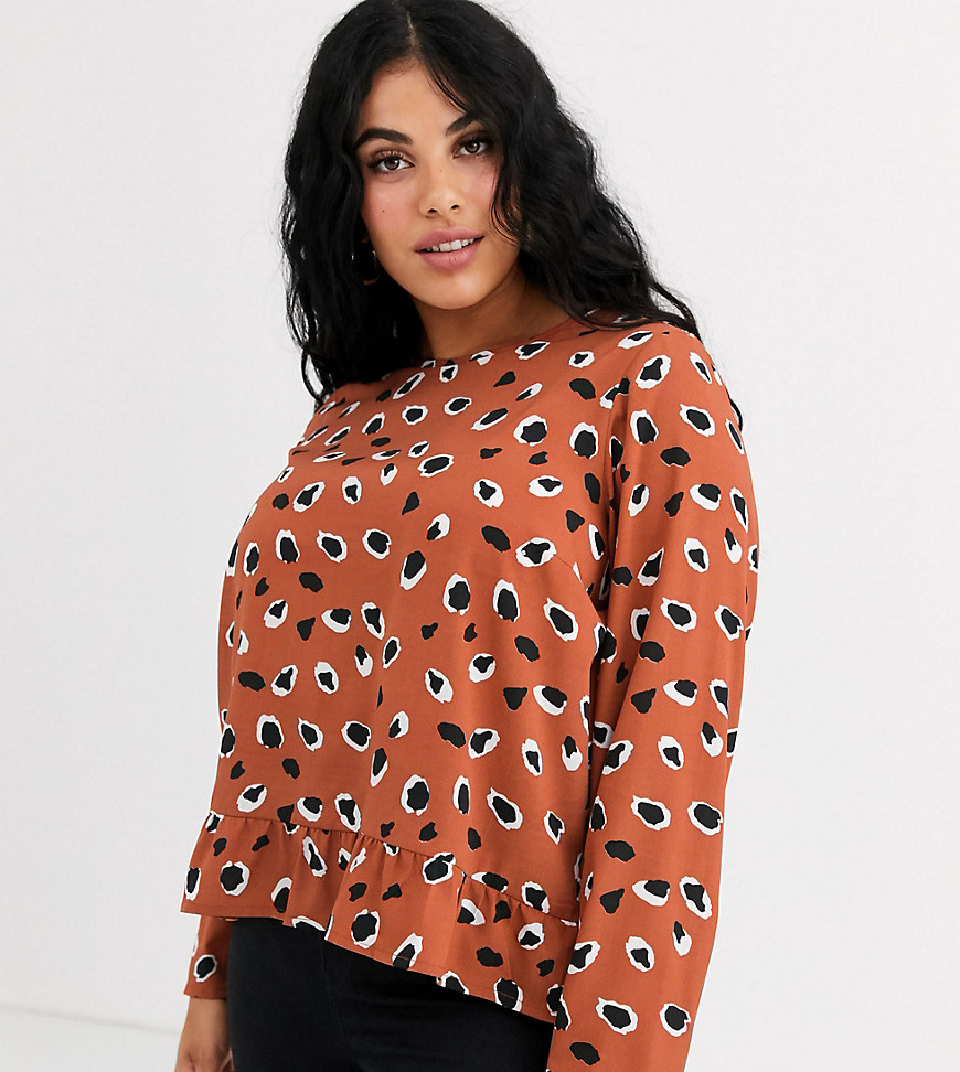 Wednesday's Girl Curve relaxed top in abstract animal spot