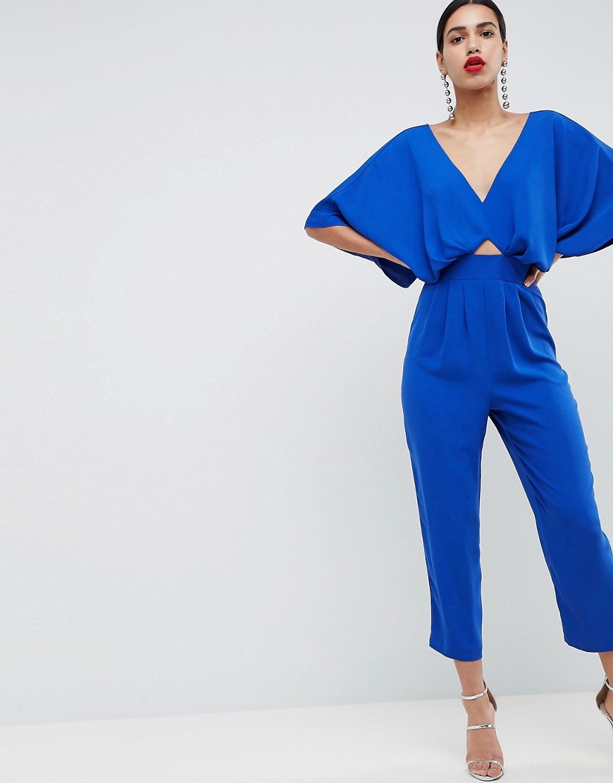 ASOS DESIGN jumpsuit with kimono sleeve and peg leg - Cobalt blue