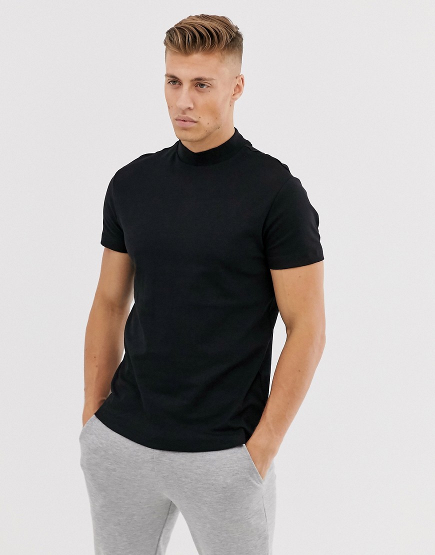 New Look turtle neck t-shirt in black