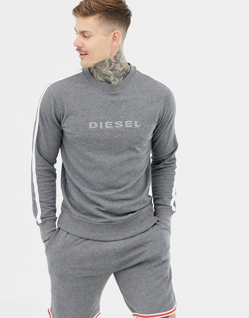Diesel logo embroidered sweatshirt with side stripe - Grey