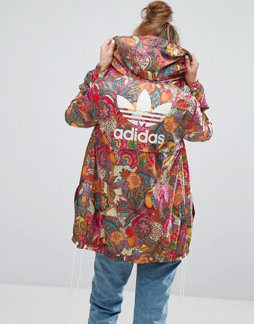 Фестивальная ветровка с ярким цветочным принтом adidas Originals 