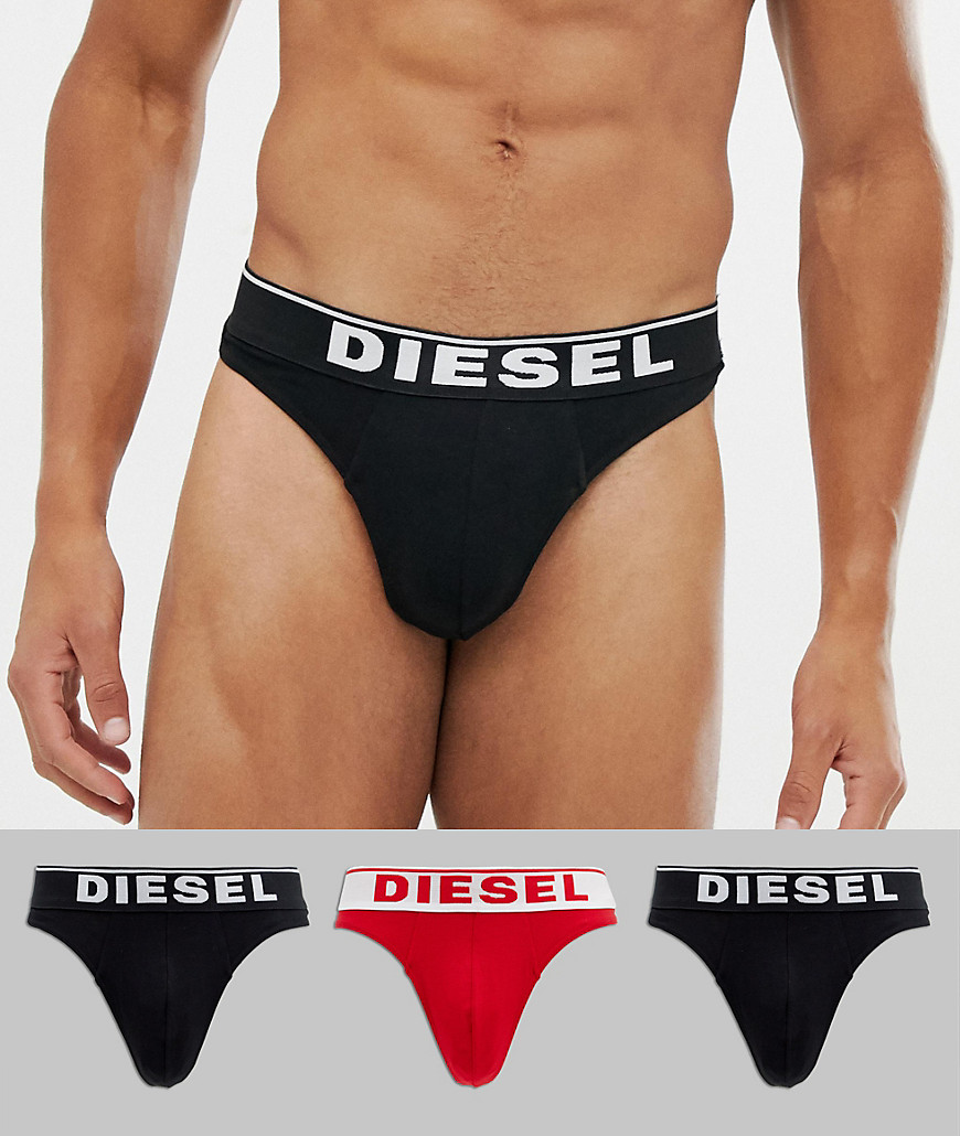 Diesel 3 pack logo thongs in multi
