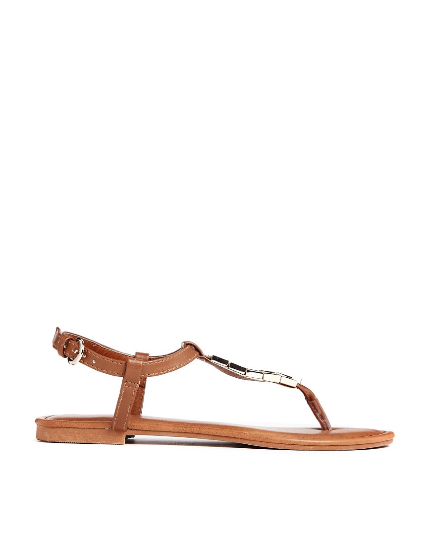 New Look | New Look Faze Metal Toe Post Flat Sandals at ASOS