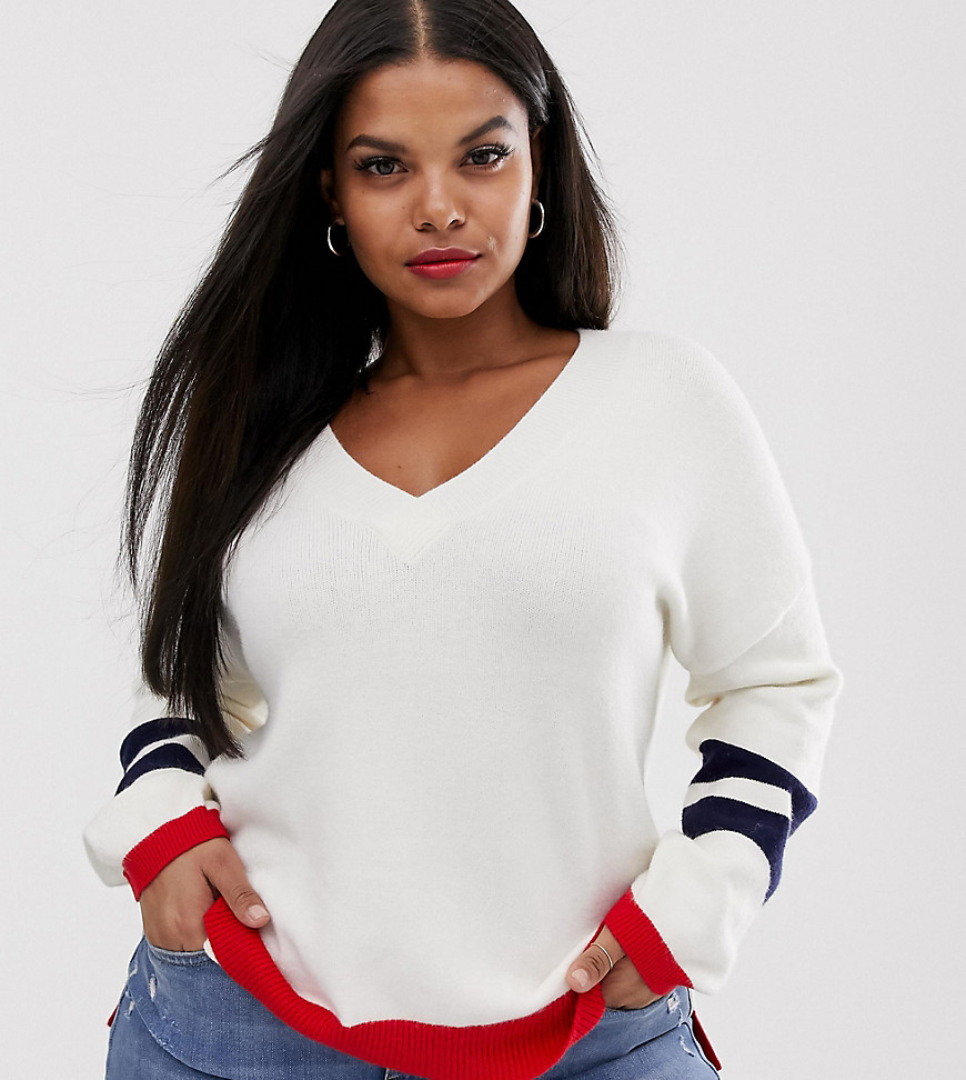 Oasis Curve jumper with stripe trim in ivory