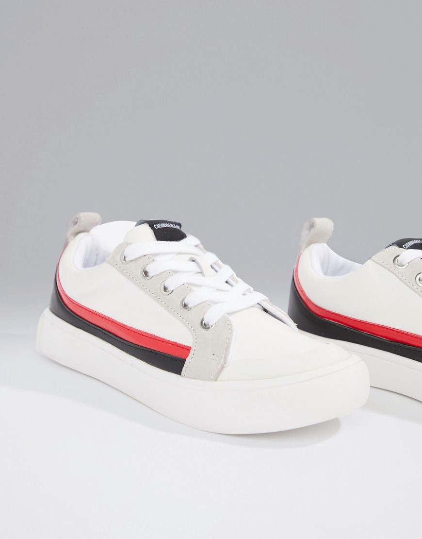 Calvin Klein White Dodie Sneakers With Suede Stripes