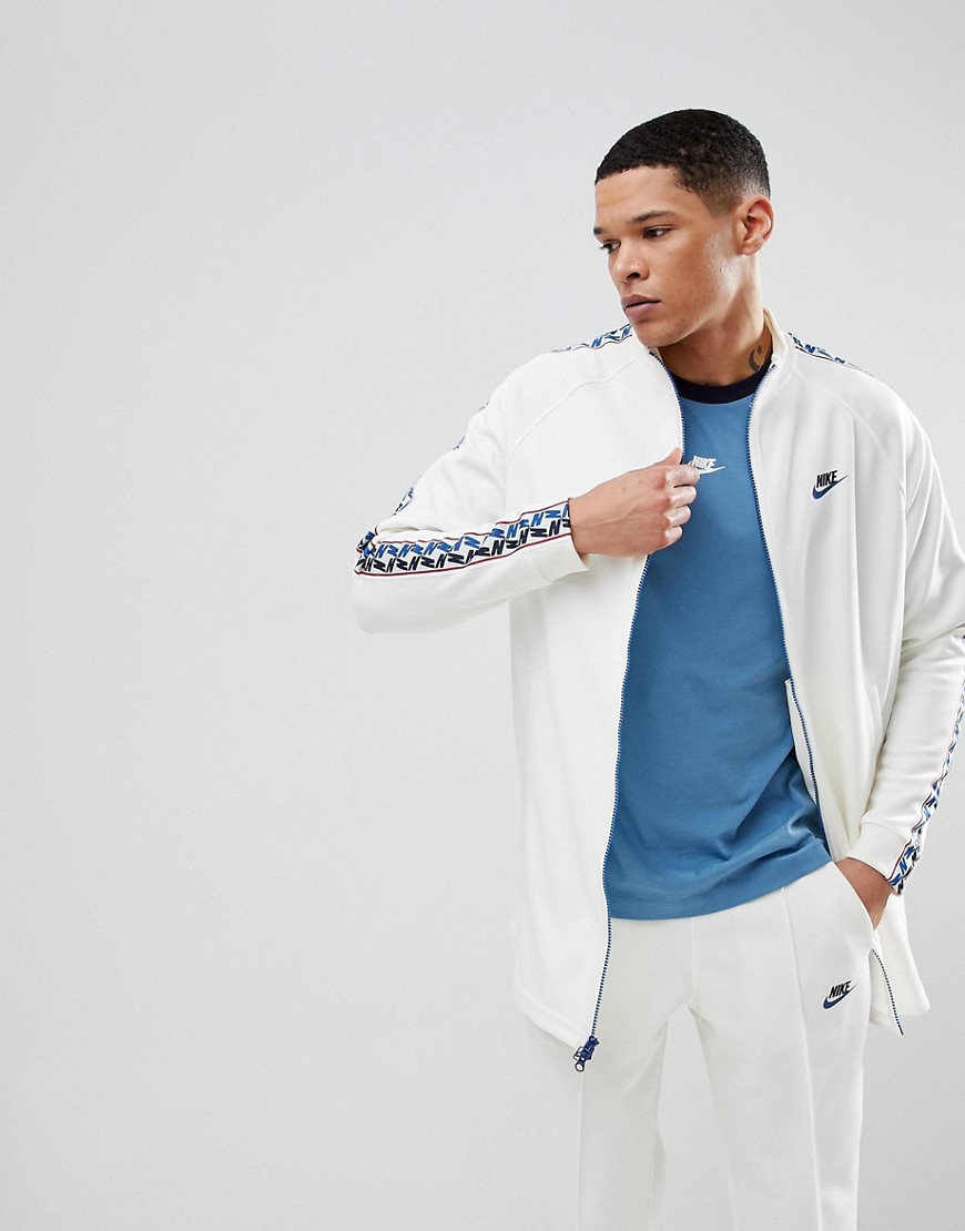 Nike Track Jacket With Taped Side Stripe In White AJ2681-133