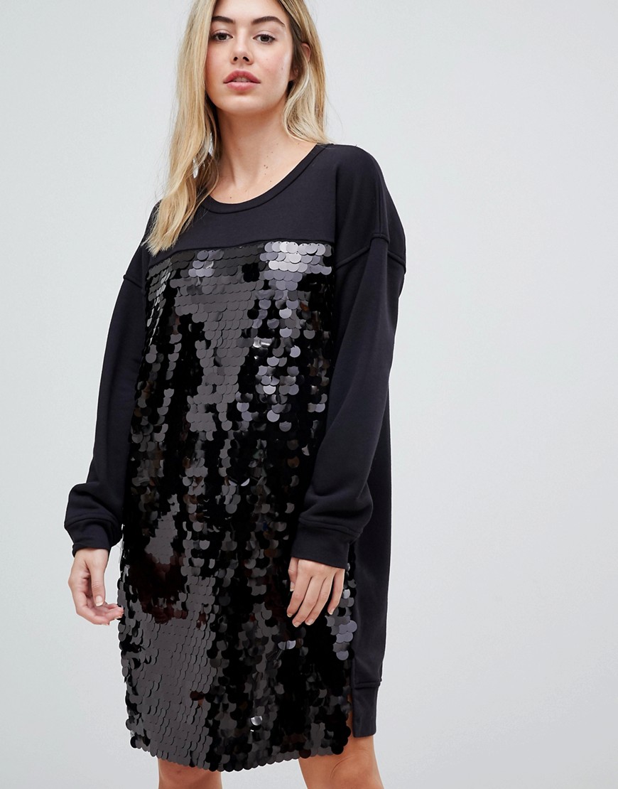 French Connection Oversized Sequin Sweatshirt Dress