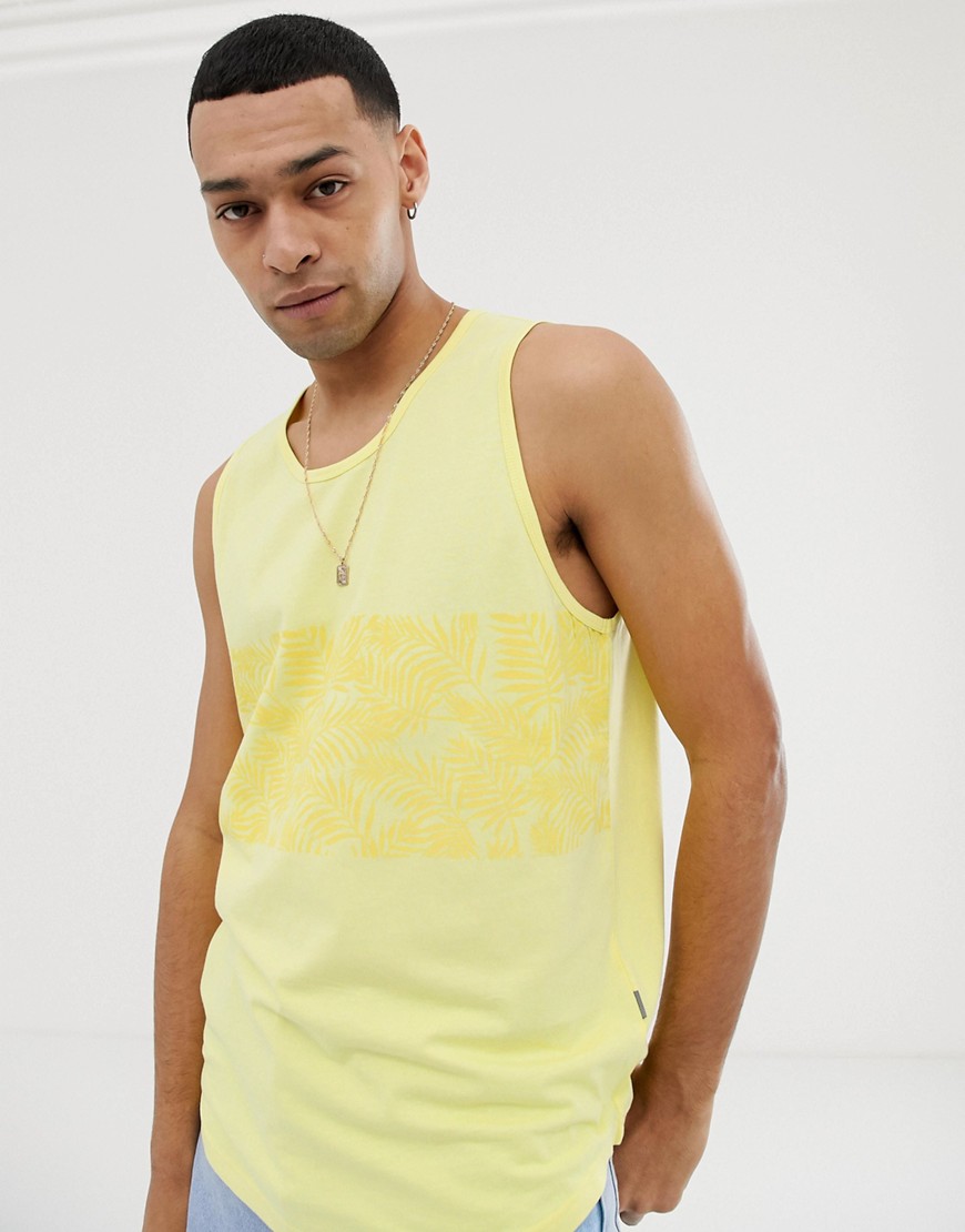 Solid palm stripe vest in yellow