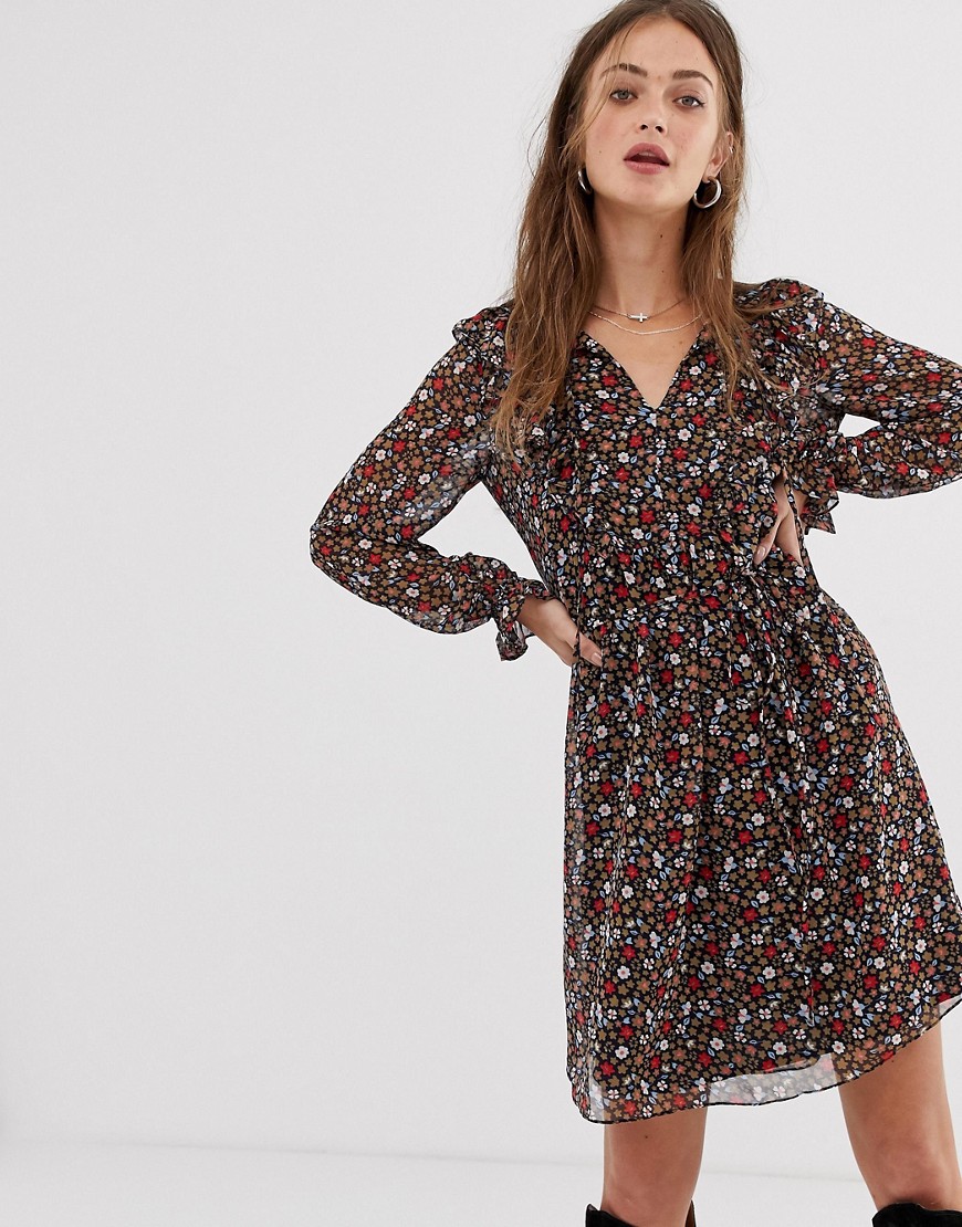French Connection ditsy floral smock mini dress